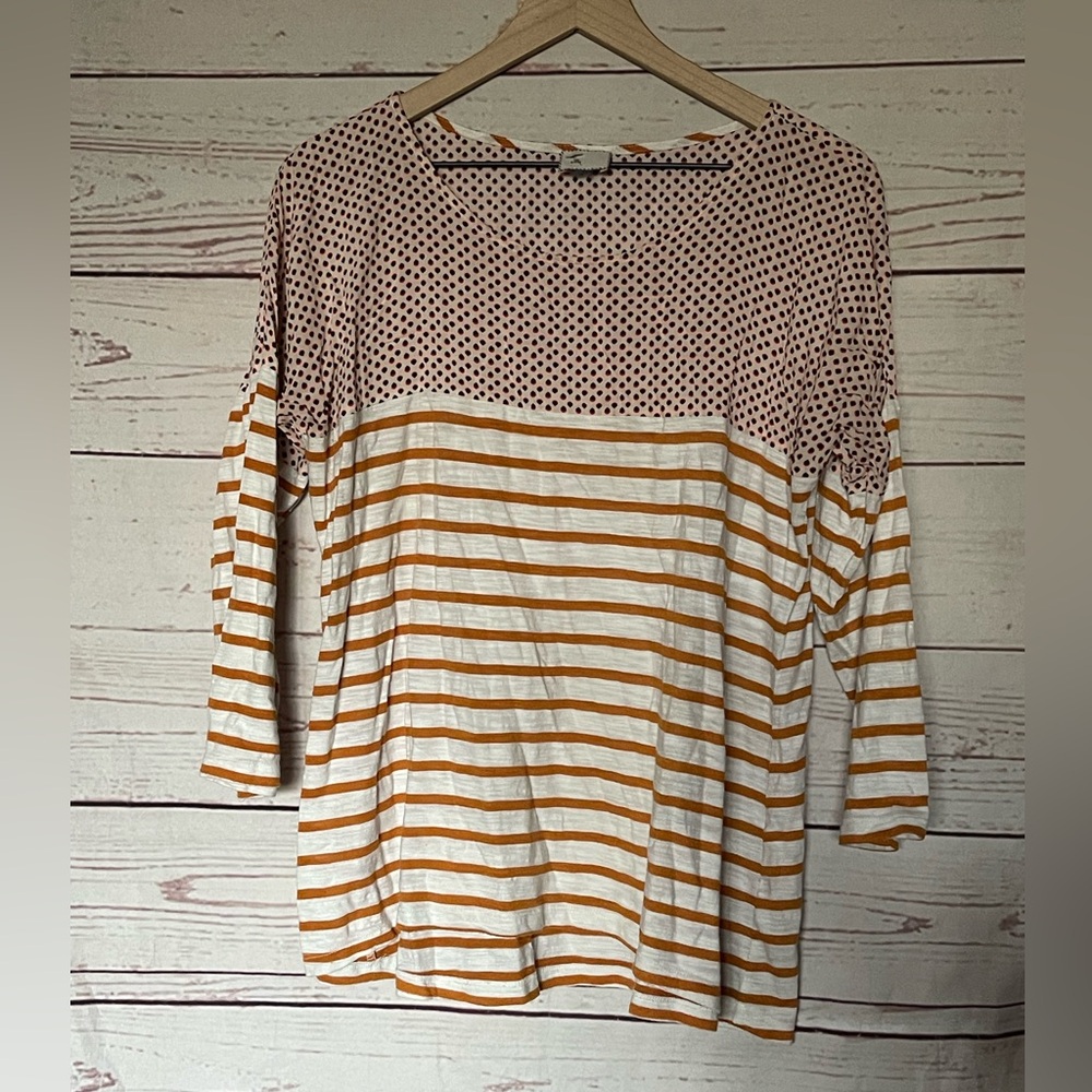 Anthropologie Postmark Split Pattern Top Size Lar… - image 1